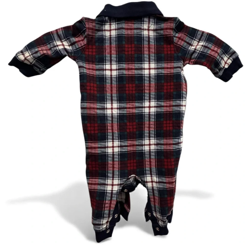 Ralph Lauren Kids Plaid Footie romper in Red and Navy size 6 months